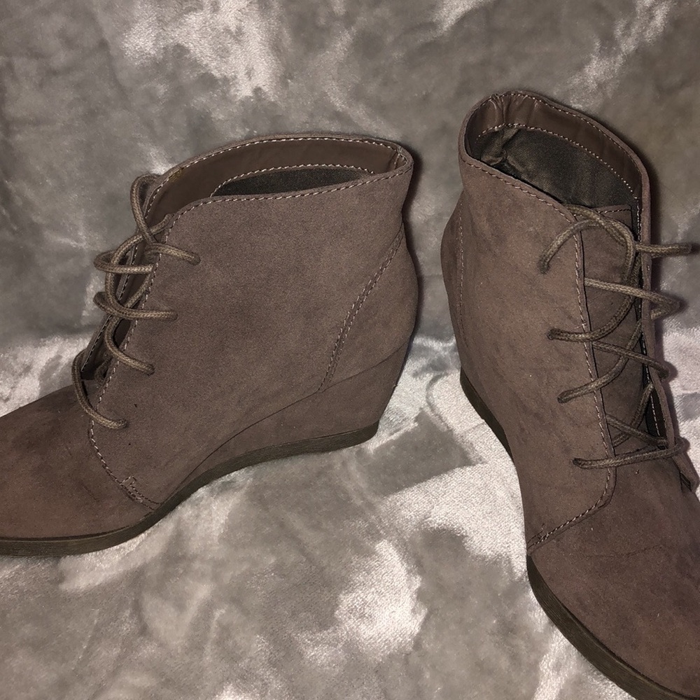 Suede Grey Wedges